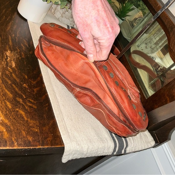 Bed Stu Leather Moore Studded Hobo Shoulder Bag Handbag Cognac Rustic MSRP $285 - Picture 10 of 13